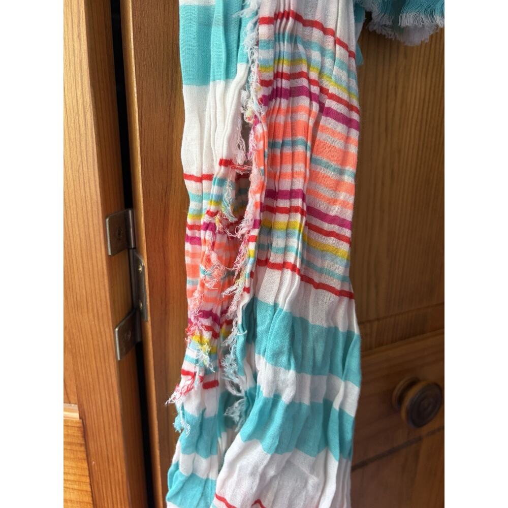 Unbranded Women’s Lightweight White Scarf With Multicolor Stripes - Picture 4 of 4
